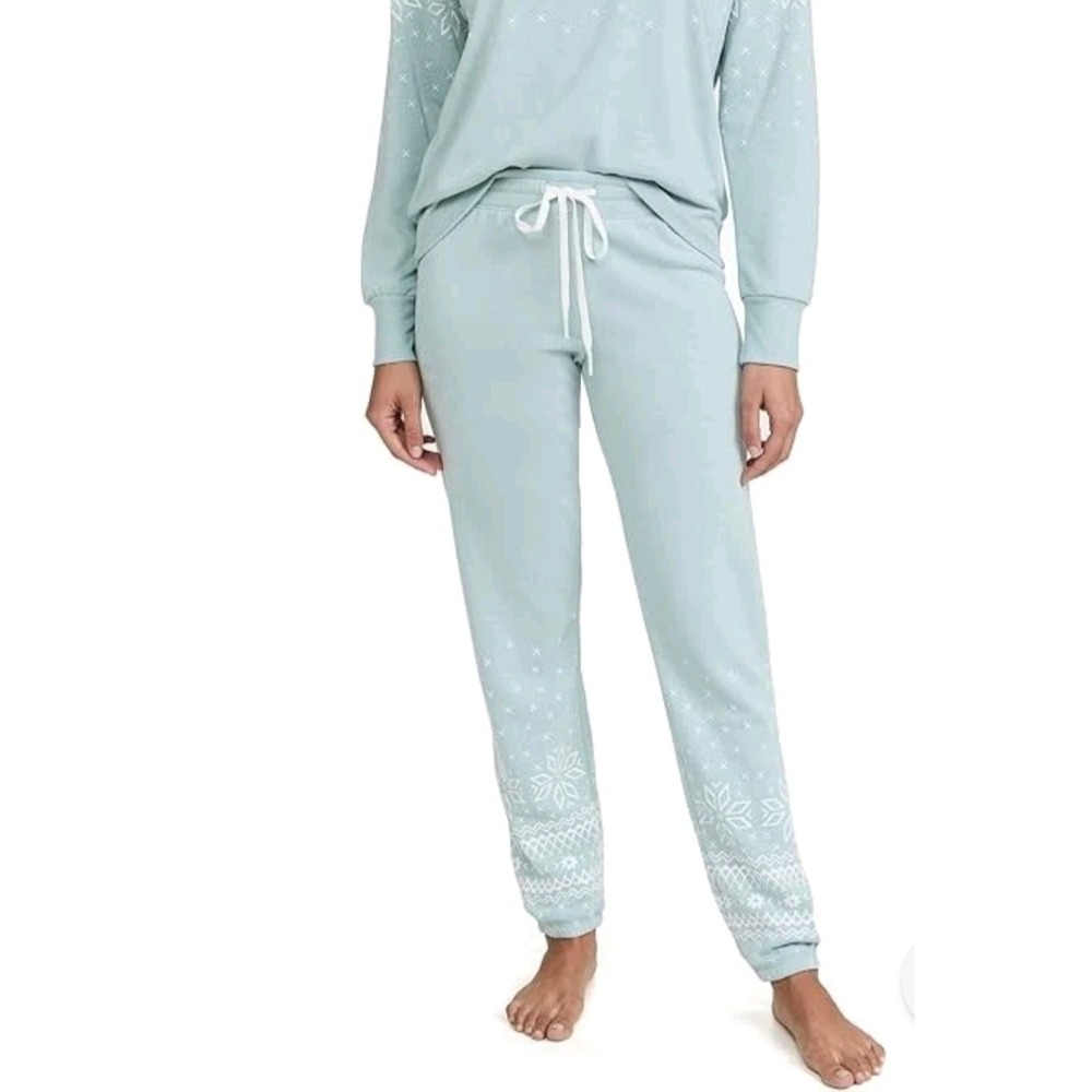 PJ Salvage Women's Lounge Joggers Snowflake Print Drawstring Casual Sweatpants